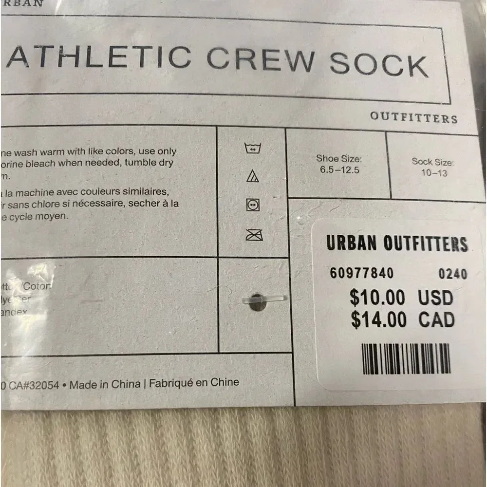 NEW in Package (3) Pairs of UO Urban Outfitters Toe Stripe Athletic Crew Socks